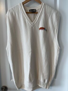 Vintage Schank’s Athletic Club Knit Sweater Vest Cream XL